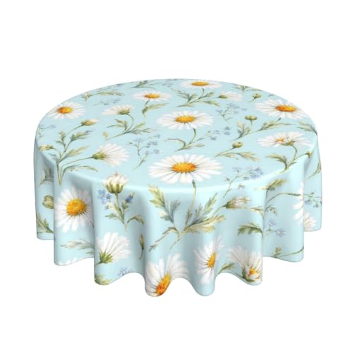 mutakin Rustic Flower Tablecloth Round Table Cloth Washable Table Cover for Decoration Kitchen Dining Room 60 Inch