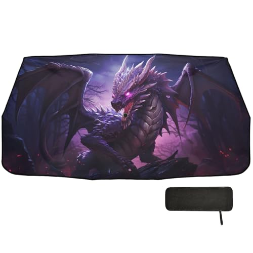 Pare-soleil voiture ALAZA anti-UV bloque la chaleur avec le motif dragon violet magique