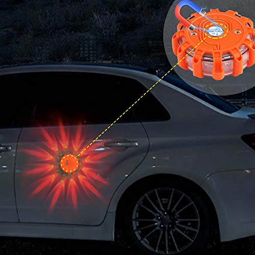 Vancle LED Road Flares Flashing Warning Light Roadside Flare Emergency Disc Beacon Kit, Magnetic Base with Hook for Car or Boat (Batteries Not Included) (set of 12) - Thumbnail 6