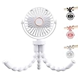 TABKSOLA USB Tragbarer Multi-Szene-Ventilator, Flexibler Lüfter mit Saugnapf & Aufhängefunktion, 3 Geschwindigkeiten & 360° Drehung für Kinderwagen, Tisch, Wand, Auto (weiß)