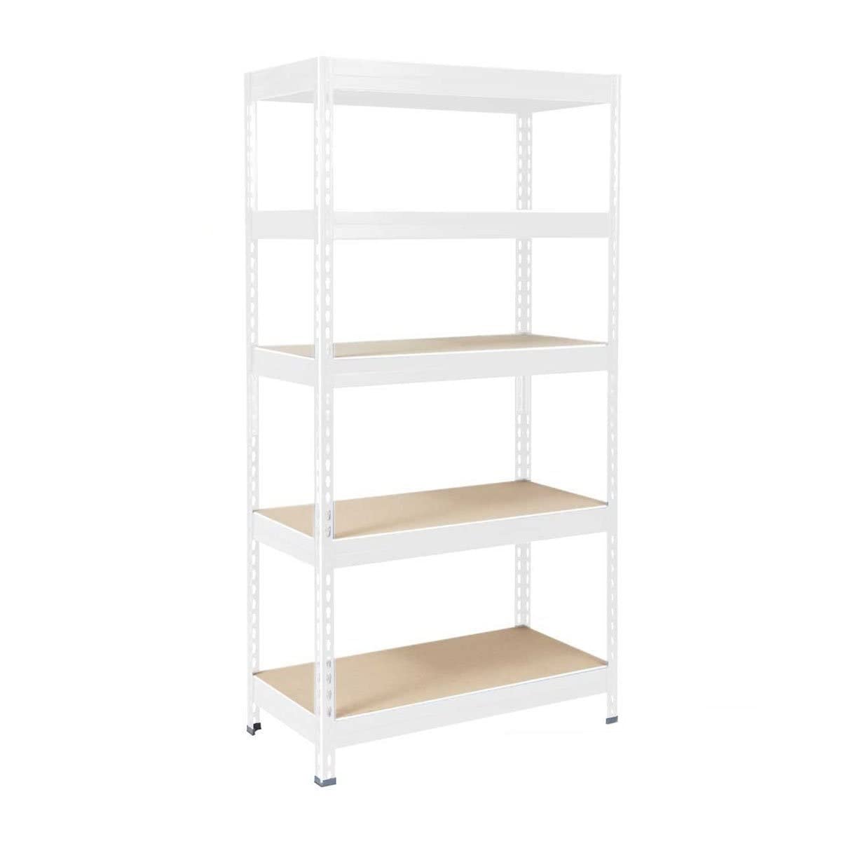 KARAT Heavy Duty Shelving for Garage, Basement, Workshop, Boltless Shelf, Wide Span Shelf, Storage Shelf, Basement Shelf, Corner Shelf, Tyre Shelf, Grid Shelf (White, 220 x 90 x 45 cm)
