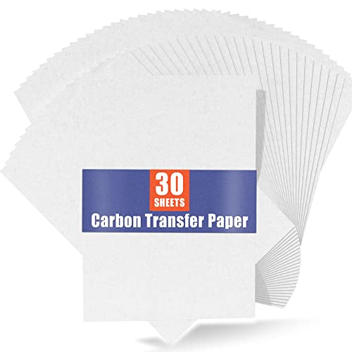 Carbon Paper for Tracing Graphite Transfer-Paper - PSLER 30 Pcs White Graphite Paper for Tracing Drawing Patterns on Wood Projects Canvas Fabric Artist Lettering Sketch Drawing A4 8.27 X 11.81 Inch