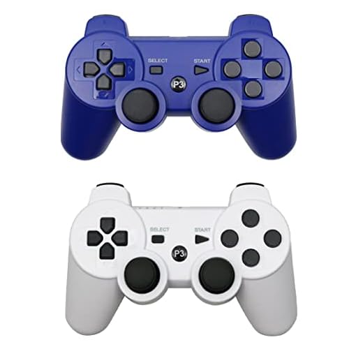 Rzzhgzq 2 Pack PS3 Wireless Controller Playstation 3 Controller Wireless Bluetooth Gamepad with USB Charger Cable for PS3 Console (BLUE+SILVER)