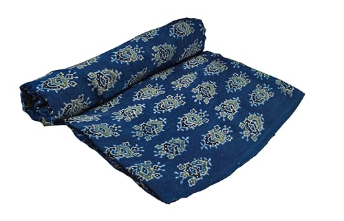 Image of Ethnics of Kutch Womens's Ajrakh Modal Silk Natural Dye Hand Block Print Unstitched Kurta Fabric