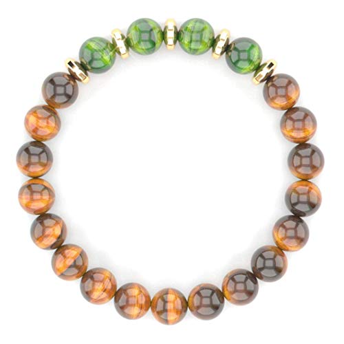 [Healing Trust] Tiger Eye Bracelet for Men and Women, MONEY Luck Feng Shui Protection Bracelet, Brown Green Tiger Eye, Hematite Spacers, 100% Wealth Prosperity Luck Business Entrepreneur, Goals and Motivation Booster, Lucky Money Feng Shui Gemstone B