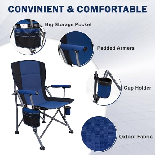 Image of MENOLY Heated Camping Chair, Portable Heated Folding Chair, Heated Seat and Back Chair with Cup Holder, 4 Large Pockets for Outdoor Activities, 3 Heat Levels, Supports 300lbs, Battery NOT Include