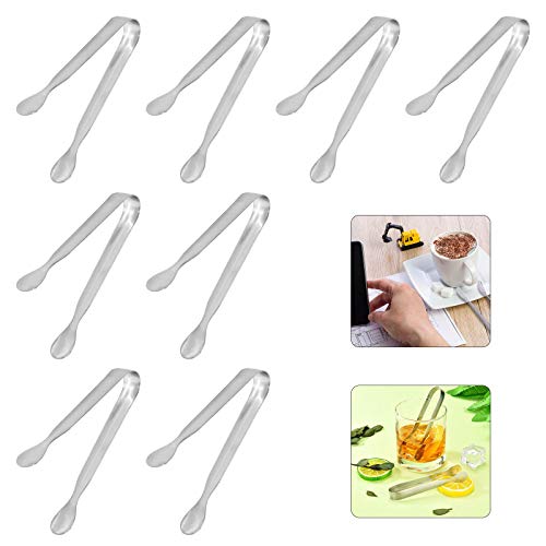 kiniza 8 Pack Ice Tongs Sugar Tongs 433Inch Stainless Steel Mini Tongs Appetizers Tongs Multi-purpose Cube Tongs Suit for Party Kitchen Serving and CookingSilver