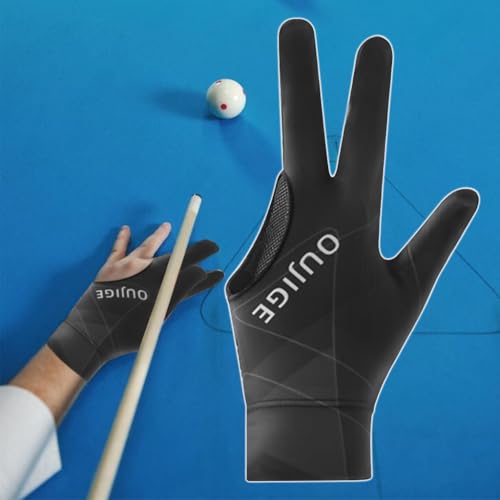 Image of Proberos 1Pc Snooker Glove, Billiard Gloves Left Hand Full Finger 3-Finger, Anti-Slip Patch Design, Breathable Fabric, Unisex, Smooth Striking Performance, Black,Billiards