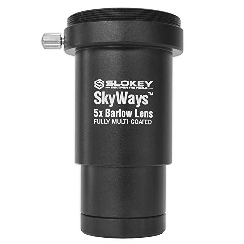 Lente Acrom�tica Barlow 5X Pro Slokey SkyWays de Calidad �ptica Superior tratada con FMC y Anti-reflejante para una Imagen N�tida y Luminosa - S�per Ligera, Compacta y Resistente (1,25�)