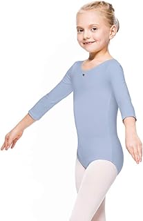 Maillot de Ballet para niña (Manga Corta, 3/4), Niñas, Color Azul Celeste, tamaño 34 W/36 L