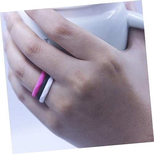 Anillos de silicona unisex tipo geométrico juego x10 miniatura 7