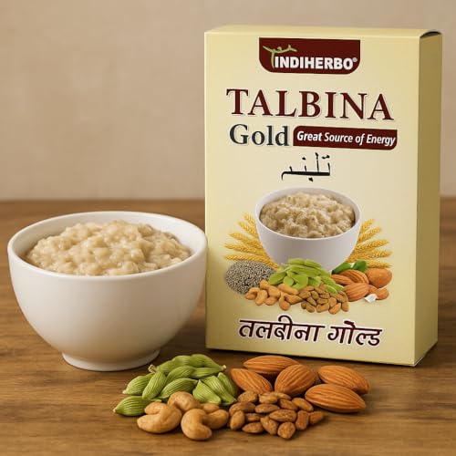 Image of INDIHERBO Talbina Gold Premium Porridge Mix with Barley, Dry Fruits and Cardamom, 250g (250 Gram, Elaichi)