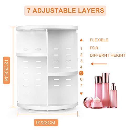 Image of COYAHO 360 Rotating Makeup Organizer, Spinning Countertop, Cosmetic Holder Shelf, Make Up Organizer for Bedroom, White