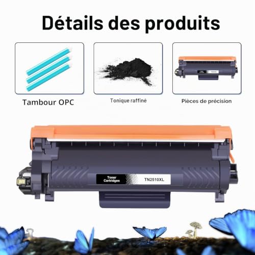 TN 2510XL Toner Compatible pour TN2510 pour HL L2400DW HL L2445DW DCP L2660DW DCP 2620DW MFC L2800DW MFC 2835DW MFC L2860DW MFC L2827DWXL MFC L2827DW MFC L2827DWE 1 Neuf - vue 5