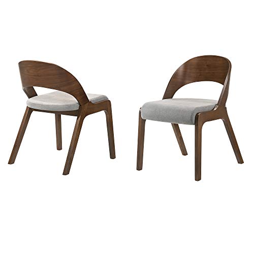 Armen Living Polly Mid-Century Modern Dining Accent Chairs Finish Fabric-Set
