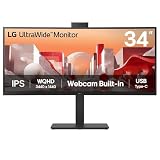 LG UltraWide™ 34BA85QE 34 inch QHD IPS Desktop & Business Monitor | USB‑C 65W, LAN (RJ45), Built‑in Power Module, Enterprise Multitasking, sRGB 99%, Ergonomic Stand, Eye‑Comfort Compliance