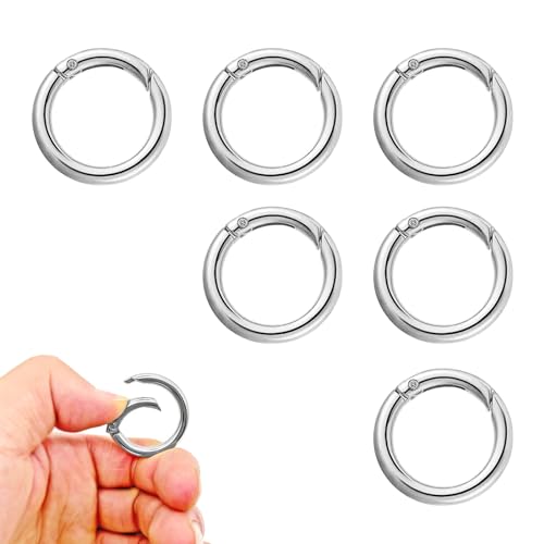 Mosquetón Redondo, Anillo de Resorte Redondo, Mosquetón Redondo de Aleación de Zinc Gancho de Resorte Redondo para Llavero Mochilas de Fijación de Bandolera Manualidades 28mm 6 Piezas
