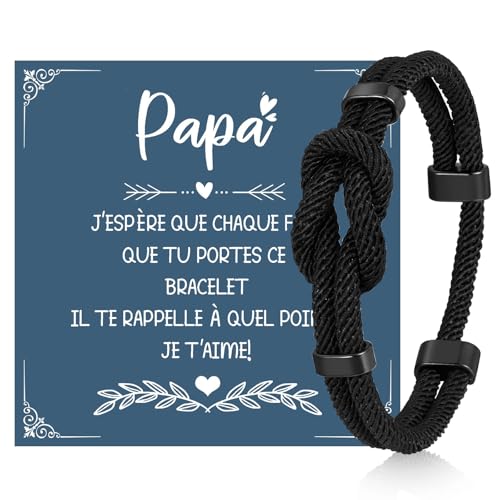Paracord Armband Herren Schwarzes Segeltau: Handgewebtes Unendlichkeitsarmband Einstellbar Inklusive Grußkarte Geburtstagsgeschenk für Männer Junge Ehemann Freund
