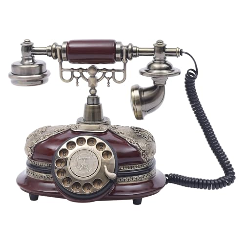 Image of Scizor Home Office Decor Landlines Fashion Creative Antique European Pastoral Retro Wired Phone, Nostalgic Style, Rotary Dial, with Resin Body, Used for Office Home Living Room Telephone Line (SC-04)