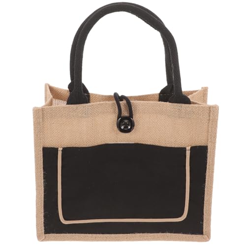 Bolsa grande de yute para supermercado y playa con asas resistentes 1