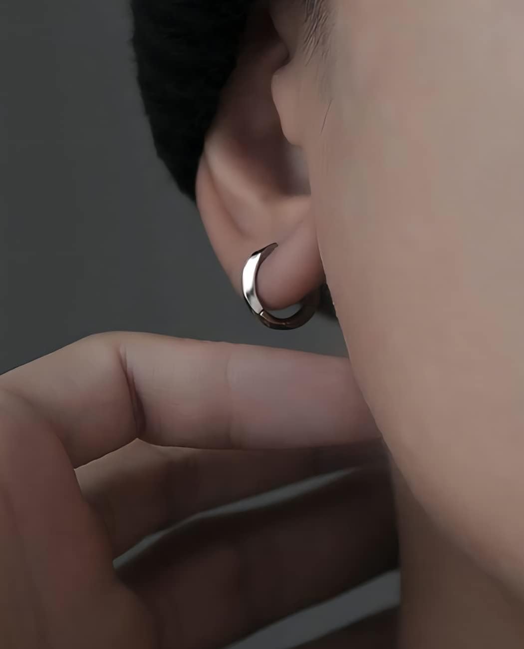 Men's Earring Hoop 925 Sterling Silver Hoop for Men Round Huggie Mens Hoops Earrings Ear Piercings - Image 3