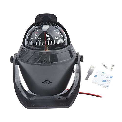 TLOG Compass, Car Compass Dashboard Night Lighting Navigation Compass Magnetic Declination Adjustment Electronic Sea Compass Easy Mount Compass for Car, Boat, Truck, Ship.