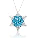 Women Girls Frozen Snowflake Light Blue Crystal Pendant Necklace Winter Snow Ice