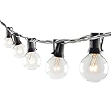 sunvito 25Feet String Lights with 25 G40 Clear Globe Bulbs + 2 Spare Bulbs,Connectable Indoor/Outdoor String Lights for Party Patio Backyard Garden Bistro Cafe Gazebo Porch Tents Decor (transparent)