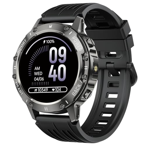 Smart Watch for Men Fitness Tracker: Military Waterproof Make Answer Call Digital Mens Watches Running Smartwatch Android Phone iPhone Samsung Compatible Sleep SpO2 Heart Rate Monitor Step Pedometer