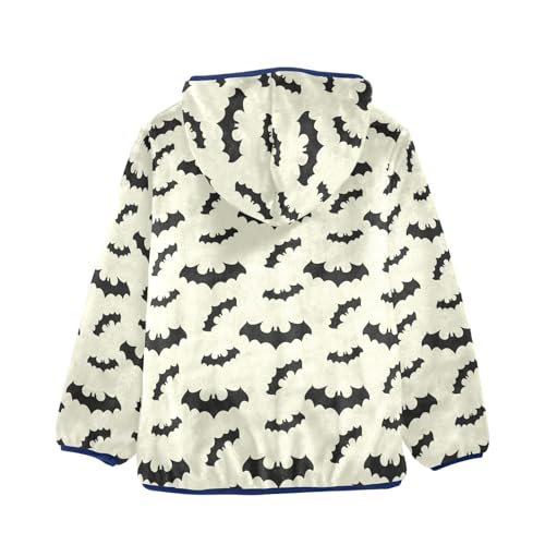Halloween Bat Toddler Fleece Jacket Baby Boys Hooded Zipper Long Sleeve Thick Warm Outerwear 3-10 Years2