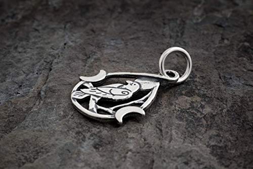 Sterling Silver Raven And Triple Moon - Small, Double Sided - (Charm Only Or Necklace) #TOP2