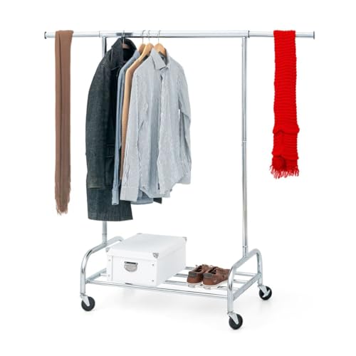 Tatkraft Tiger Perchero para Ropa de Grado Comercial, Ruedas de Bloqueo de Alta Resistencia, Estante de Alambre Resistente para Zapatos y Cajas de Almacenamiento, 100 kg de Capacidad