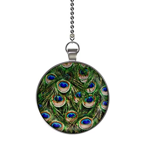 Gotham Decor Peacock Feathers Fan/Light Pull Pendant with Chain