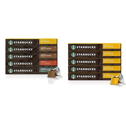Starbucks by Nespresso, Mild Variety Pack (50-count single serve capsules) & Blonde Roast Espresso (50-count single serve capsules, compatible with Nespresso Original Line System)