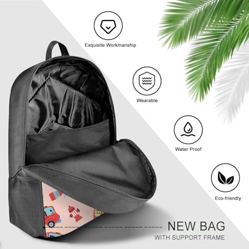 Firetruck Backpack 17 inch Cartoon Firetruck Backpack Large Capacity3