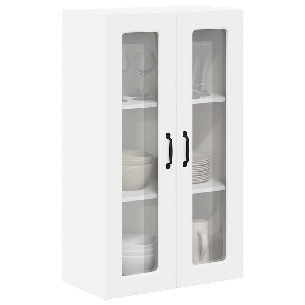 vidaXL Wall Glass Cabinet PORTO White 60 x 31 x 100 cm Engineered Wood, Modern, Durable Wooden Kitchen Cabinet, Wall-Mounted Storage, Compact Design, Functional Organization, Engineered Wood Furniture — image 1