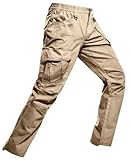 LeapsLion Men's Ripstop Tactical Pants Water Resistant Work Cargo Pants Outdoor Breathable Lightweight EDC Hiking Pants Khaki 34W x 30L