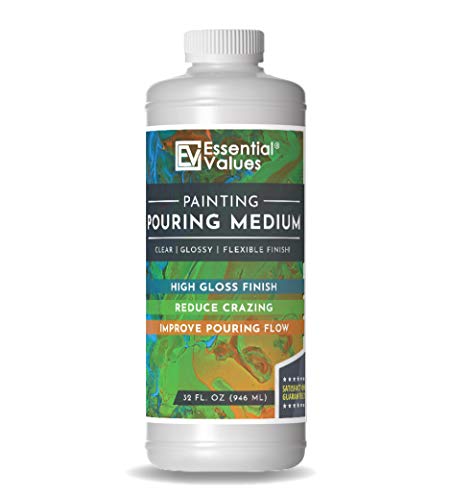 Essential Values Acrylic Pouring Medium (32 Fl OZ), Professional Grade - Pouring Effects Medium for Use with Acrylic Paint - Ideal for a Variety of Art Applications â€“ Made in USA