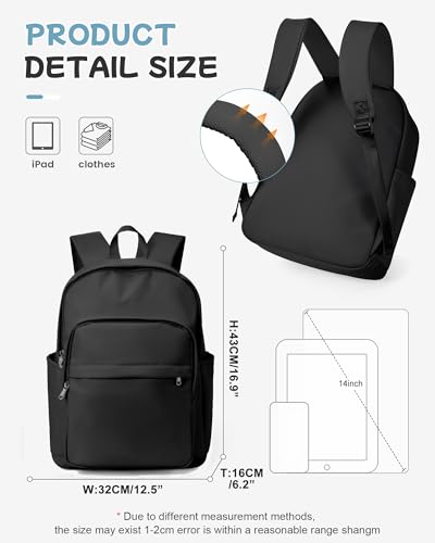 Schulrucksack Teenager Mädchen Jungen Lässig Rucksack Damen Schultasche Aesthetic School Bag Laptop Rucksack Schule Wasserdicht Rucksäcke Herren Casual Daypacks -Schwarz