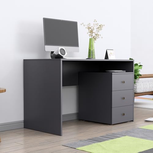 Image of Bniture Wooden Study Table for Home with Bottom Storage | Engineered Wood Study Table with Book Shelf | Multi Purpose Computer Desk for Writing | Laptop Table for Office & Home | Frosty White
