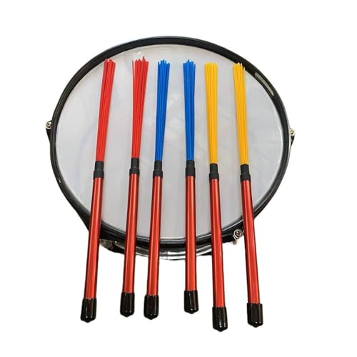 Baquetas de batería para jazz de 15.75 pulgadas rojo y amarillo miniatura 3