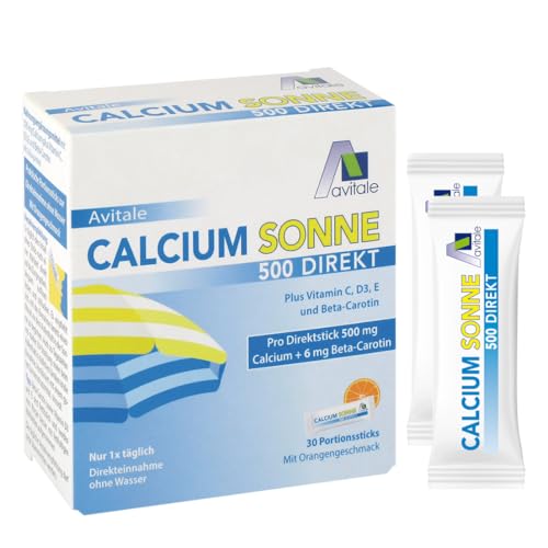 Avitale Calcium Sonne 500 Direkt - Zur Vorbereitung Ihrer Haut auf die Sonne mit 500 mg Calcium und 6 mg Beta-Carotin plus Vitamin C, D3 und E, 75 g