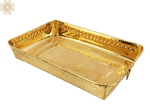 Plato ritual Puja Thali hindú de latón para decoraciones 6