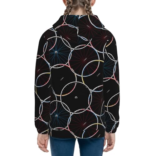 Bicycle Wheels Pattern Kids Pullover Hoodies Boys Sweatshirts Girls Athletic Clothes with Pocket4