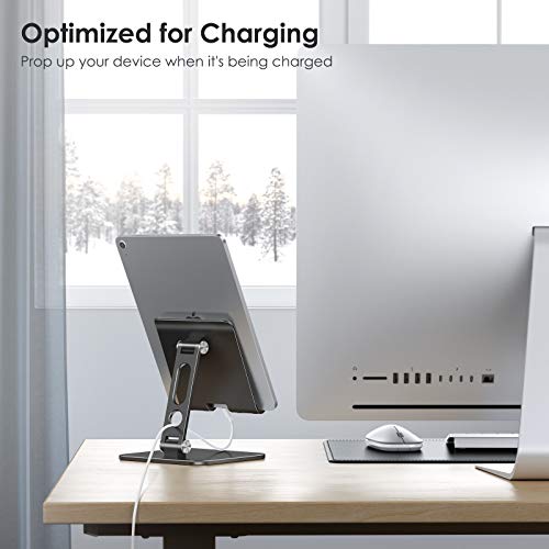 Omoton Upgraded Adjustable Tablet Stand Holder With Heavier Base, Heavy Duty Aluminum Foldable Desktop Tablet Dock Compatible With Ipad 9Th Gen, Ipad Mini 6 /Air/Pro (Black) #TOP2