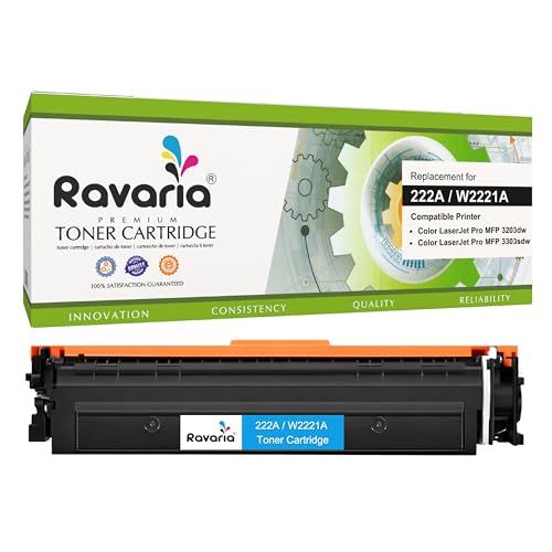 Image of 222A Compatible Toner Cartridges (with New Chip) for HP W2221A Replacement for HP Color LaserJet Pro MFP 3203dw 3303sdw Printer (222A Toner Cyan (W2221A)