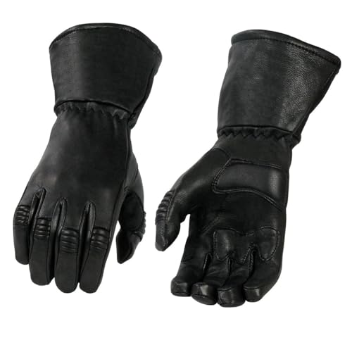 Men's Lined Motorcycle Gloves with Gauntlet