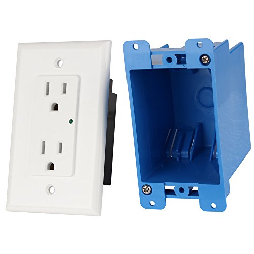 Element-Hz Power Series In-Wall Single Gang Surge Protector W/Retrofit Backbox, 1800 Joules, White #TOP2