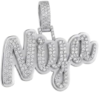 4.10Ct Moissanite Custom Name Pendant Necklace – 14K White Gold Plated Silver Personalized Jewelry for Men