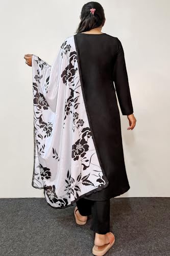 Image of Jwalin Women's Chinon Silk Kurta Pant Set with Dupatta